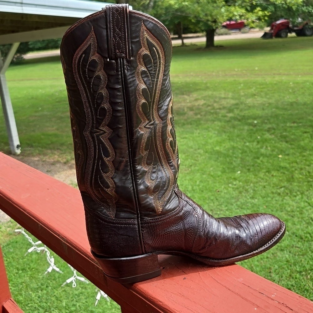 Tony Lama Cognac Lizard Western Boots Cowgirl Cowboy 8.5D - Picture 2 of 11